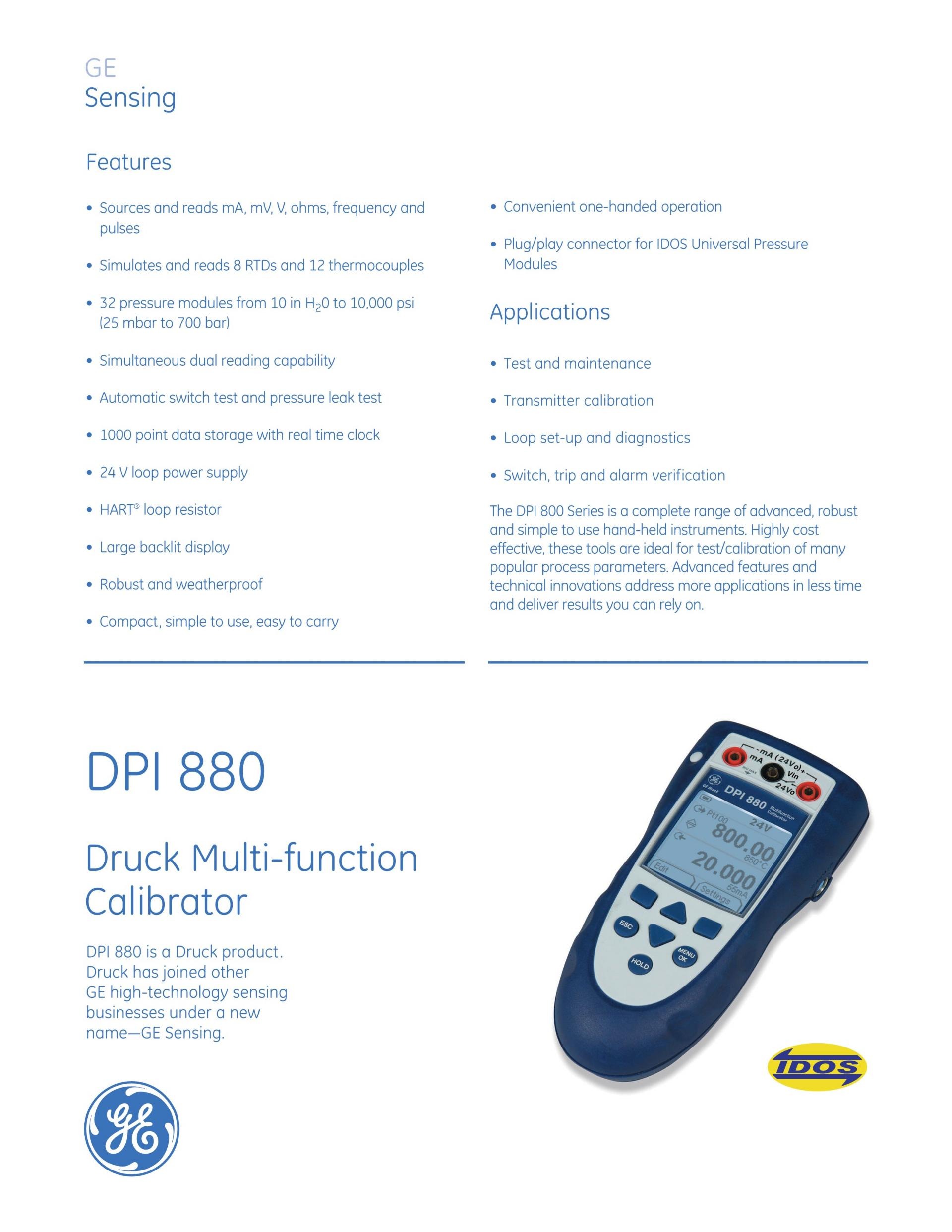 드럭 DRUCK DPI880 다기능 교정기 - 가격문의