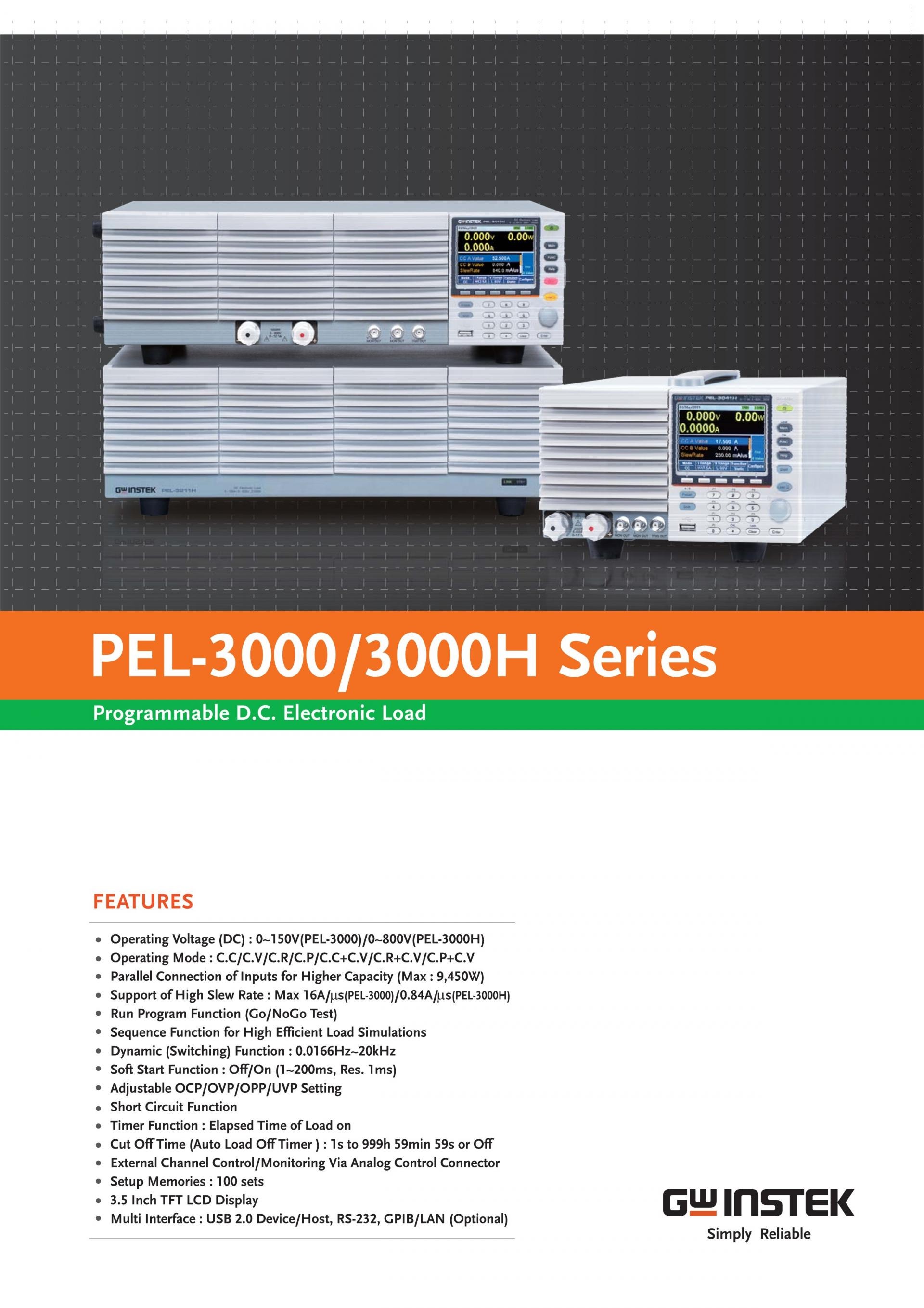 GW INSTEK 굿윌 인스텍 굿윌인스텍 PEL-3000 & PEL-3000H 프로그래머블 벤치탑 DC 전자부하 시리즈 (가격문의)