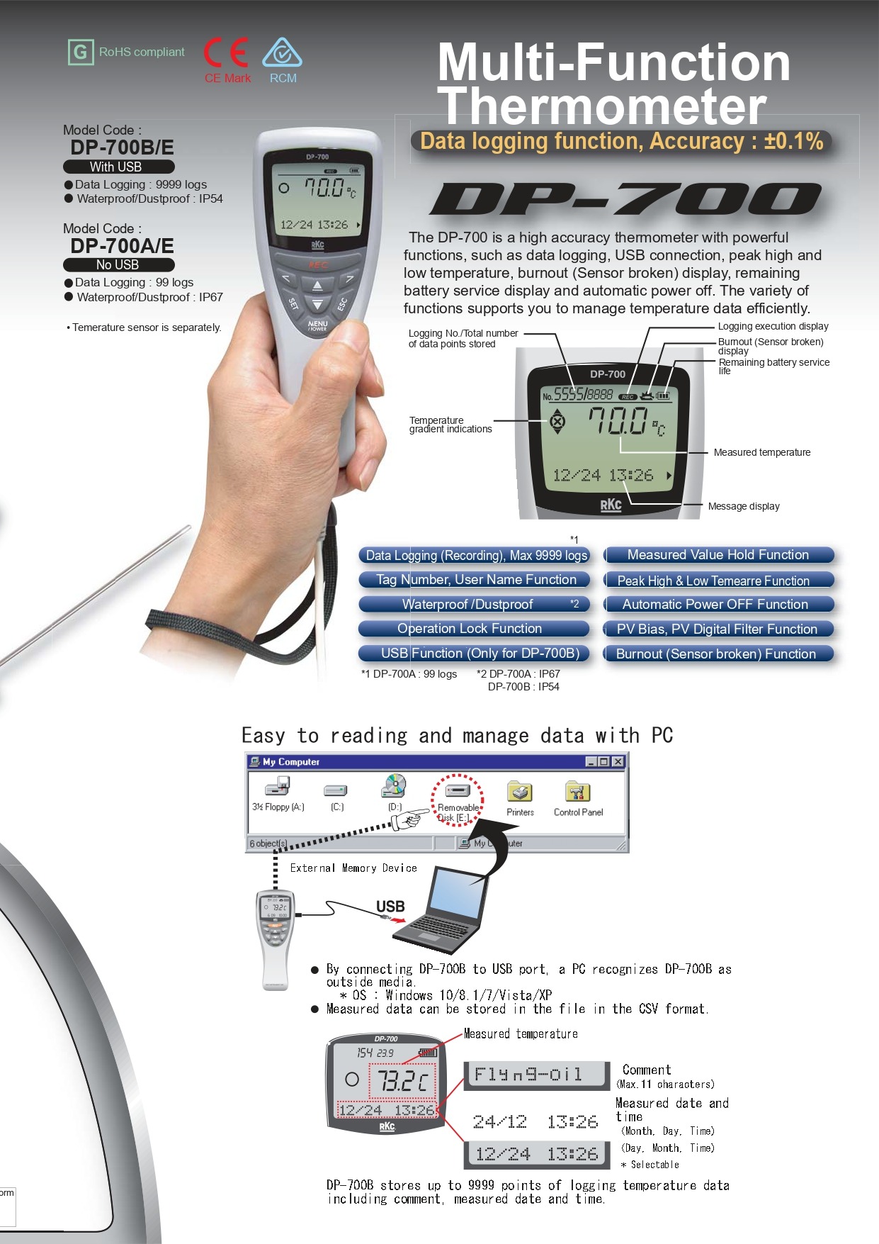 알케이씨 RKC DP350 & DP700 Handheld Thermometer (가격문의)