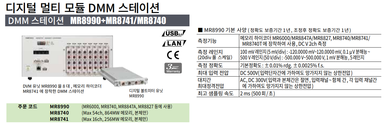 히오키 HIOKI MR8990 디지털 볼트미터 유닛 ()