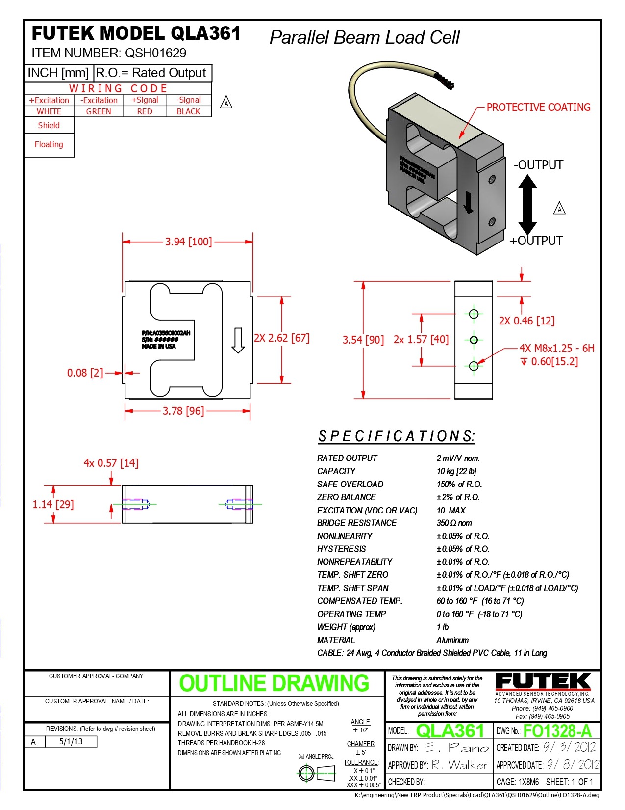퓨텍 FUTEK QLA361 (가격문의) Parallel Beam Load Cell - QSH01629