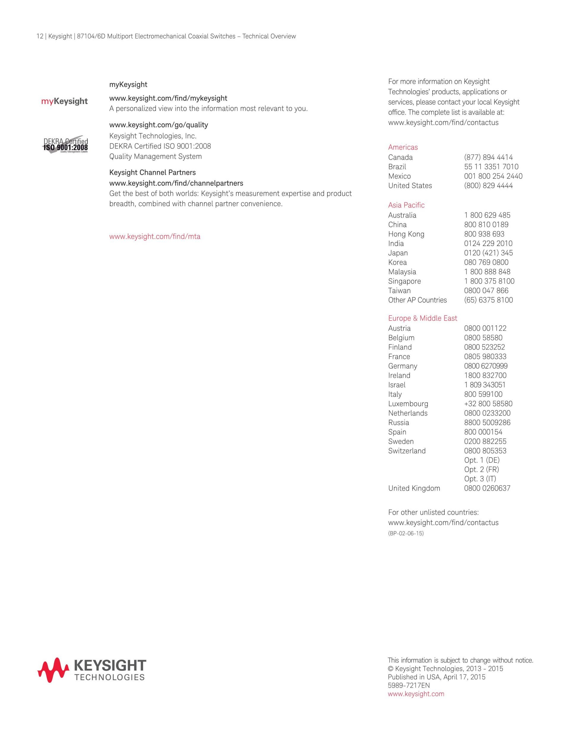 87104d KEYSIGHT 87104D 키사이트 멀티포트 전기기계 동축 스위치, DC ~ 40 GHz, SP4T