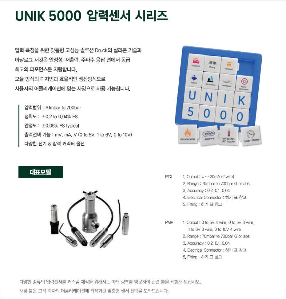 DRUCK 드럭 UNIK5000 커스터마이징 압력센서 – 굿맨시스템 (가격문의)