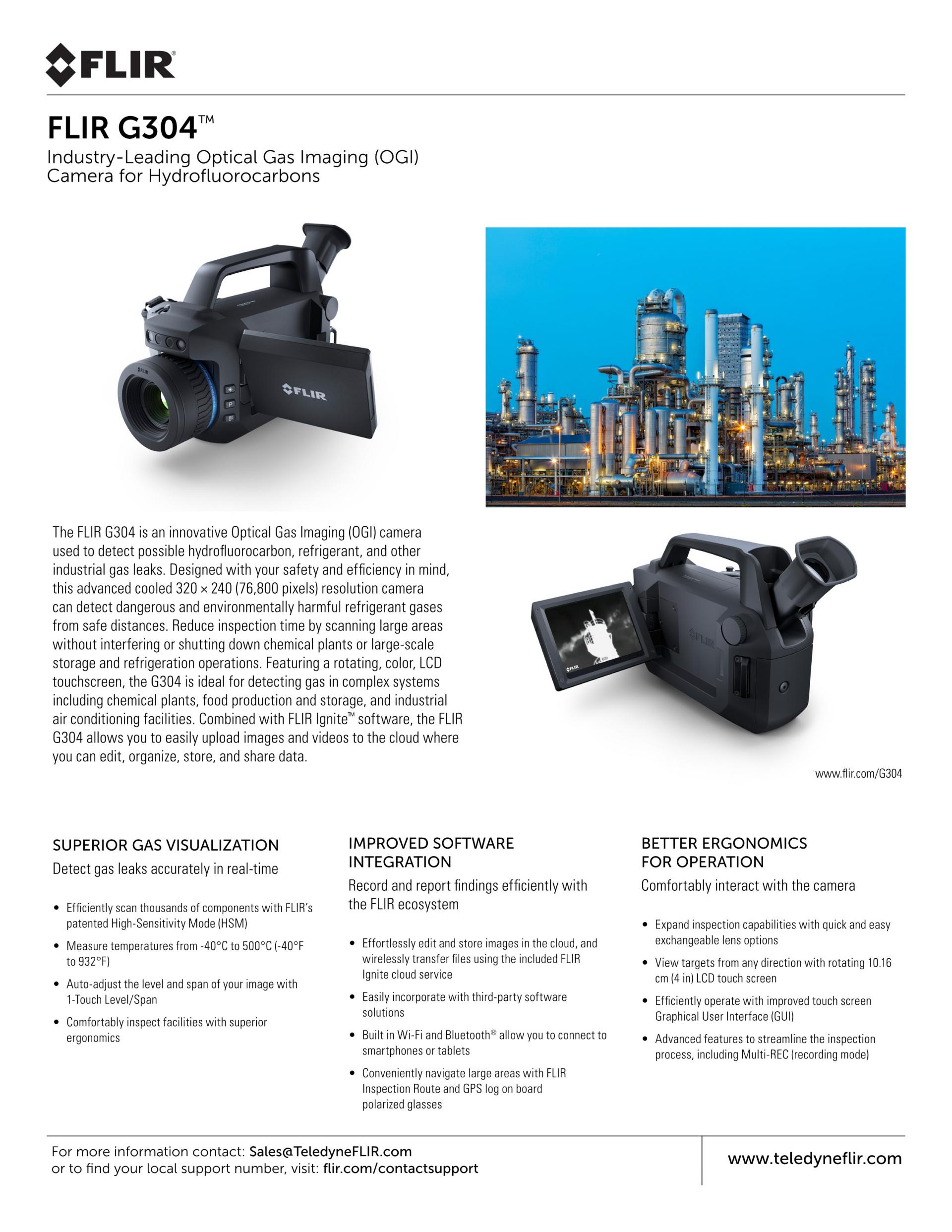 FLIR 플리어 G304 수소화불화탄소용 광학 가스 이미징 카메라 – 굿맨시스템 ()
