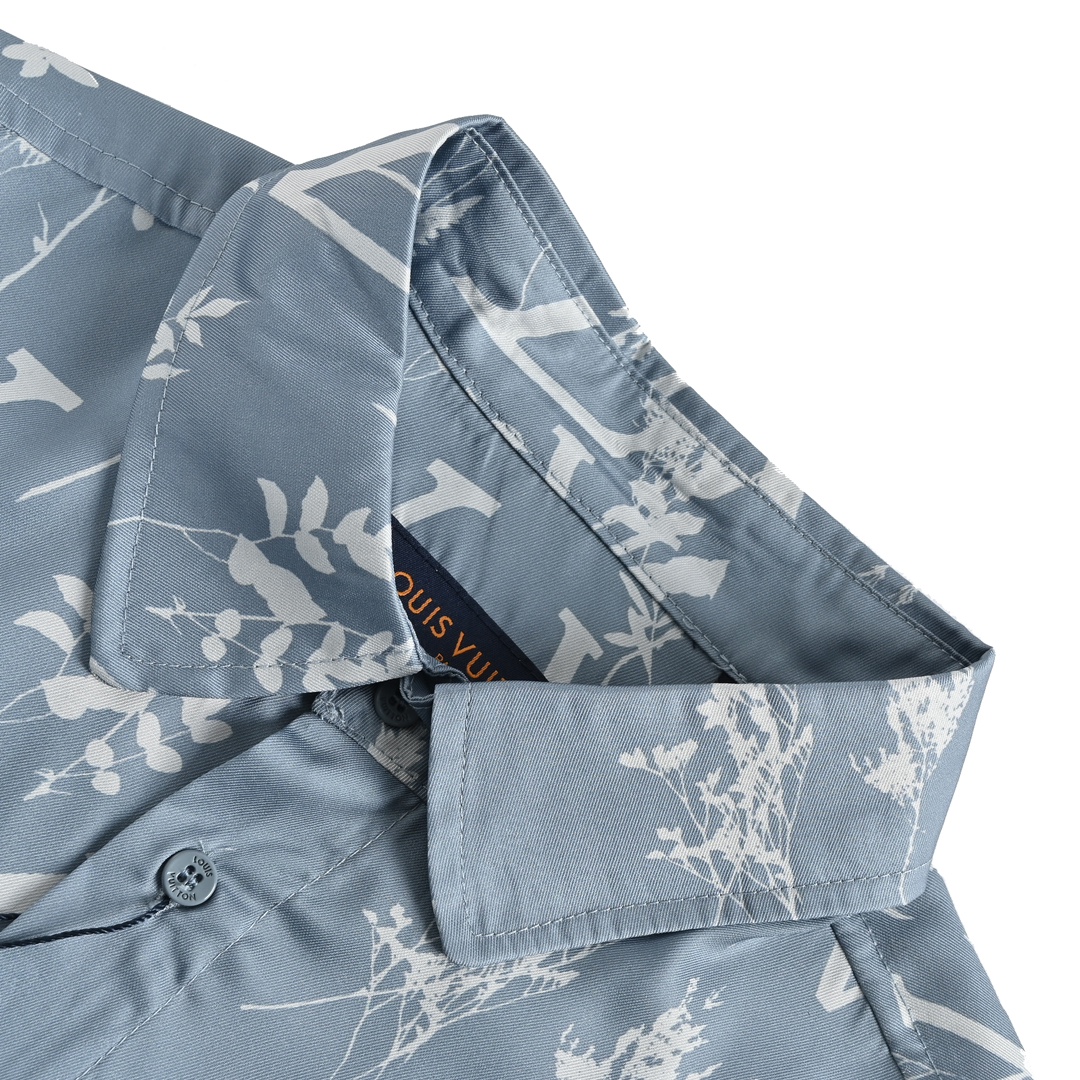 Louis Vuitton LV Printed Leaf Regular Shirt 1AA4IF, Blue, M