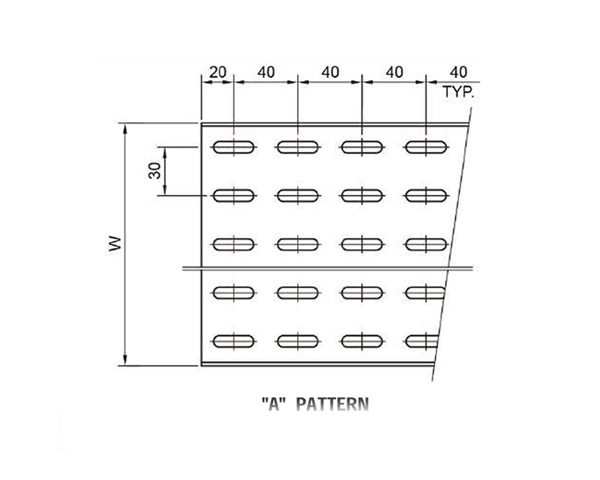 Perforation Pattern- A : ㈜서한공업-제품소개- 케이블트레이-Perforated Type