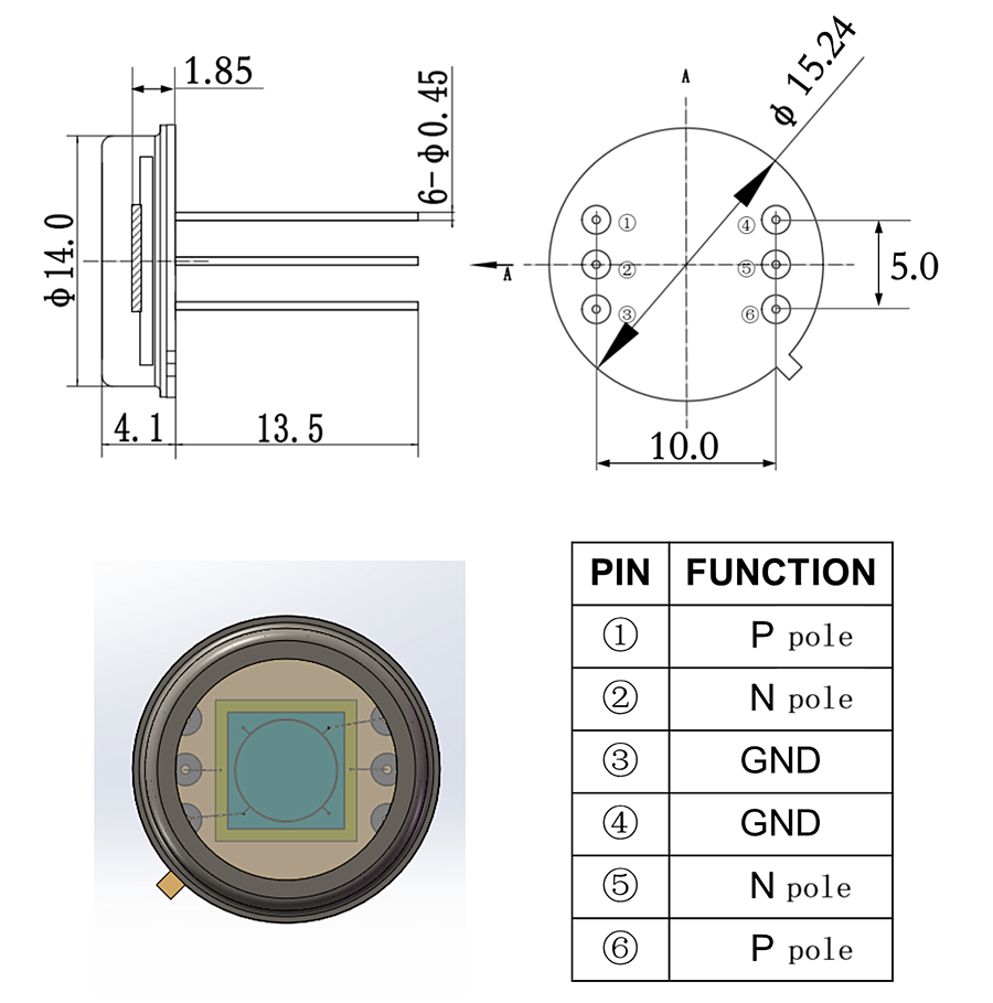 Φ5mm Low Capacitance InGaAs PD Photodetector : InGaAs photodiode