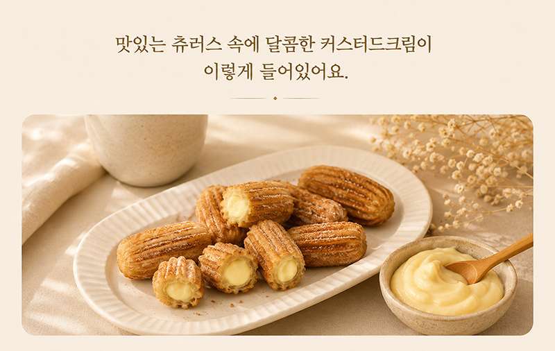달콤한 커스터드크림이 들어있는 <호떡당 미니츄러스>