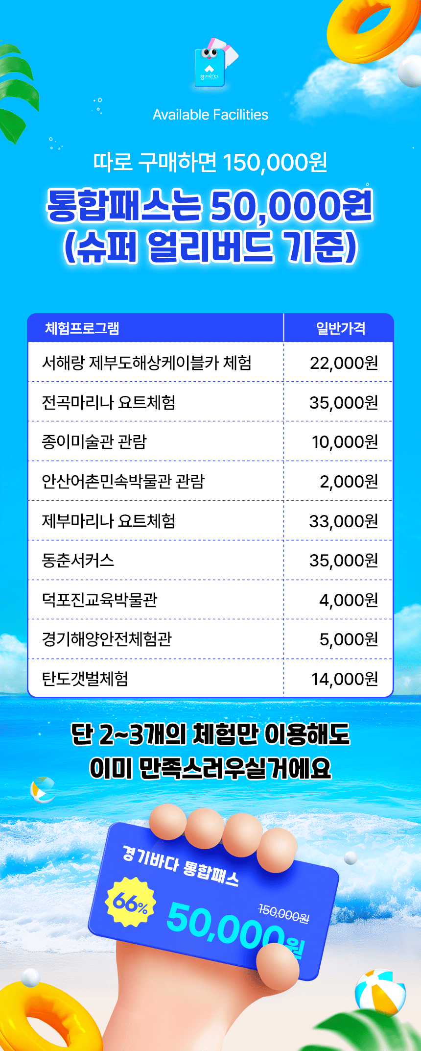 경기바다 치유플렉스 | 인기체험 9종 통합이용권 | 선착순 300매 한정수량 판매 | 조기매진 가능 | 슈퍼얼리버드 기간중 최대할인 가능 (판매기간 : 2026.6.30까지)