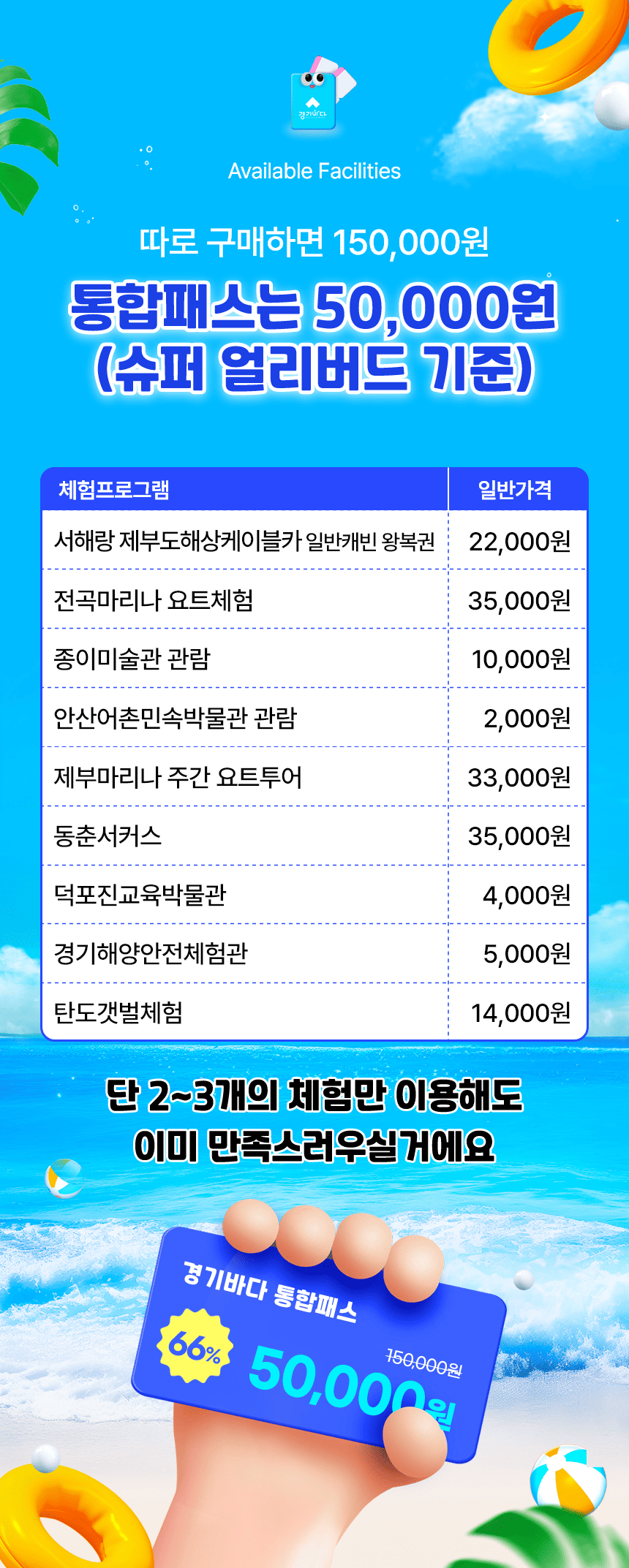 경기바다 치유플렉스 | 인기체험 9종 통합이용권 | 선착순 300매 한정수량 판매 | 조기매진 가능 | 슈퍼얼리버드 기간중 최대할인 가능 (판매기간 : 2026.6.30까지)