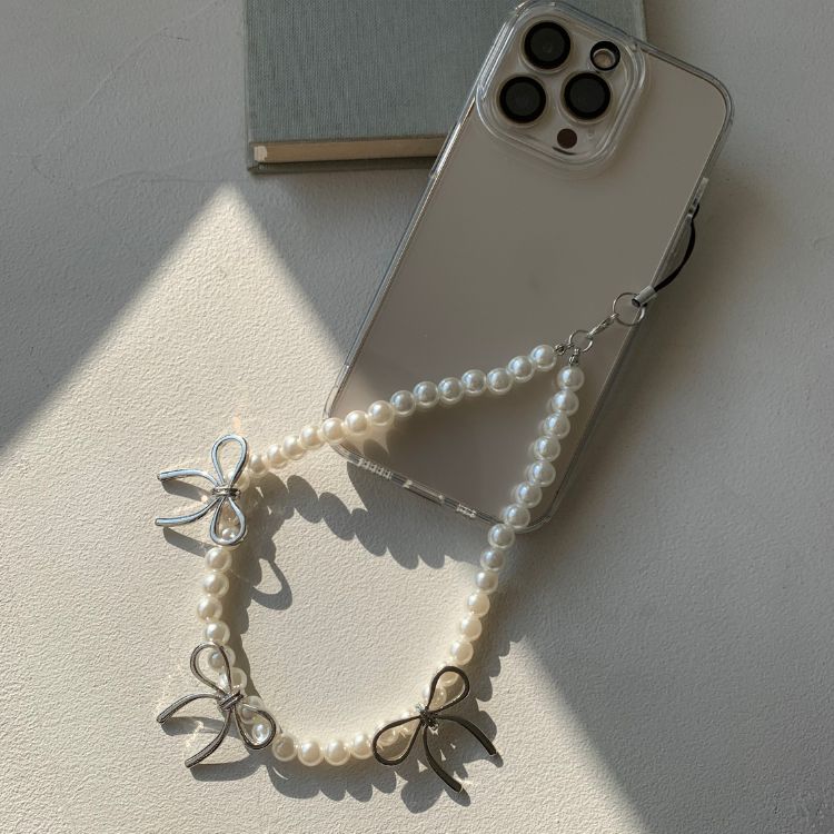 Triple Ribbon Pearl Phone Strap