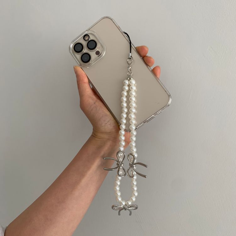 Triple Ribbon Pearl Phone Strap