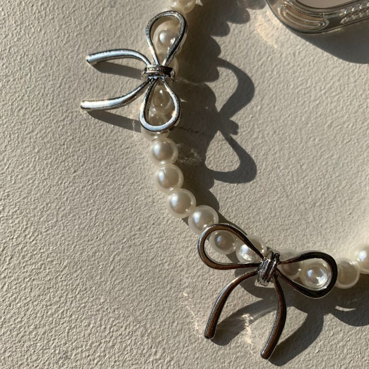 Triple Ribbon Pearl Phone Strap