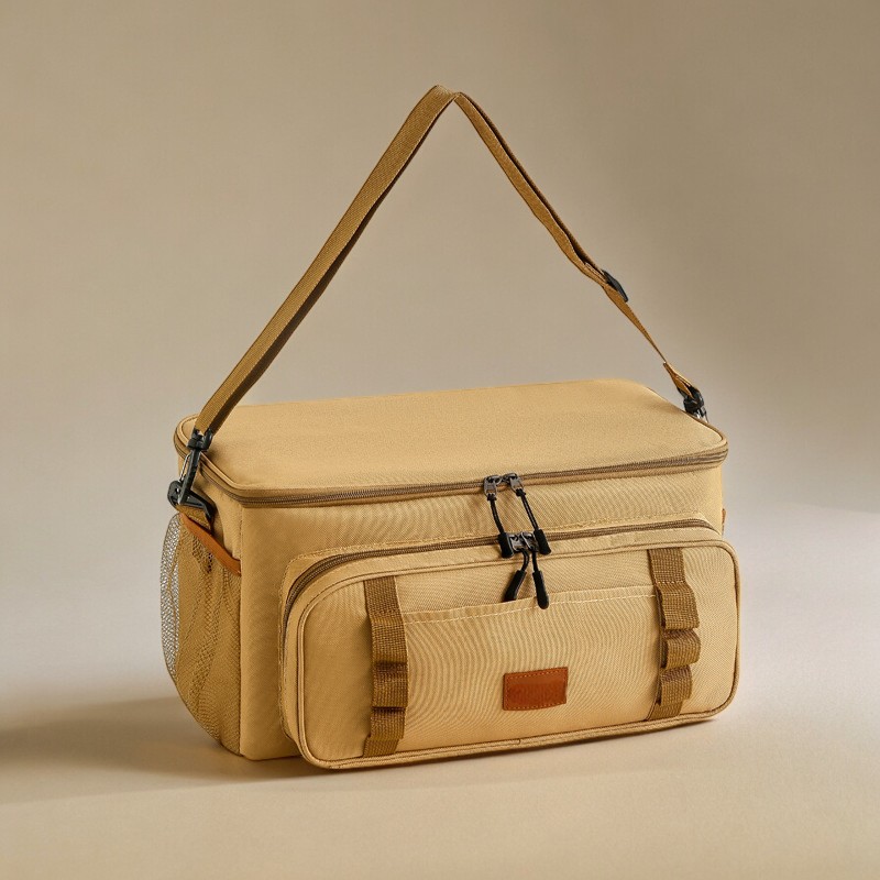 브랜드 로고 인쇄가 가능한 베이지색 옥스포드 보냉백 캠핑 쿨러백 아이스백