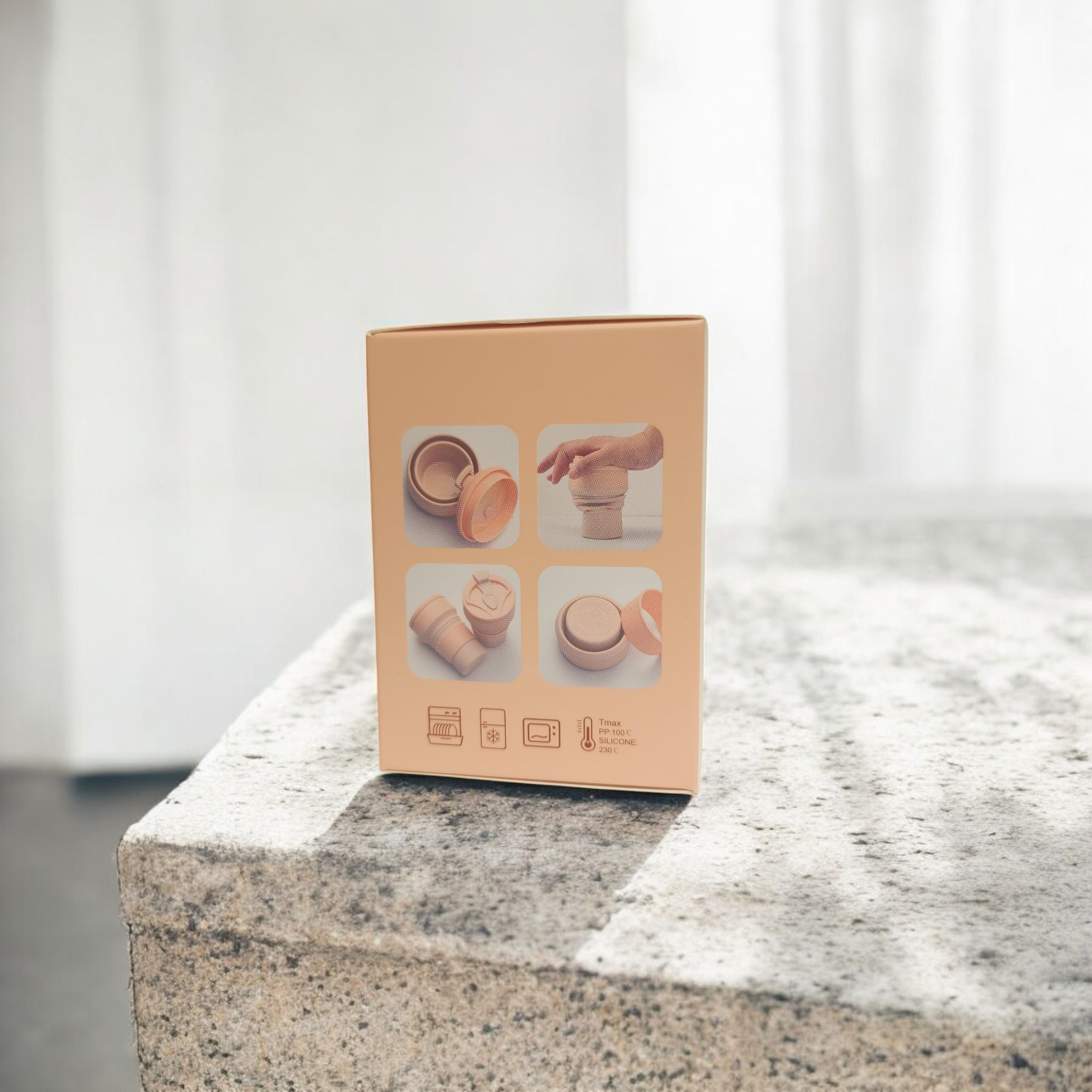 친환경굿즈로 제작하는 500ml 접이식 실리콘 텀블러 사용법 안내 박스