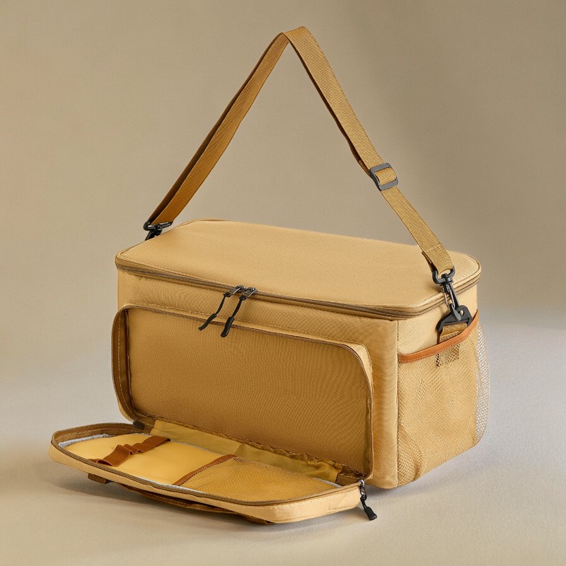 브랜드 로고 인쇄가 가능한 베이지색 옥스포드 보냉백 캠핑 쿨러백 아이스백