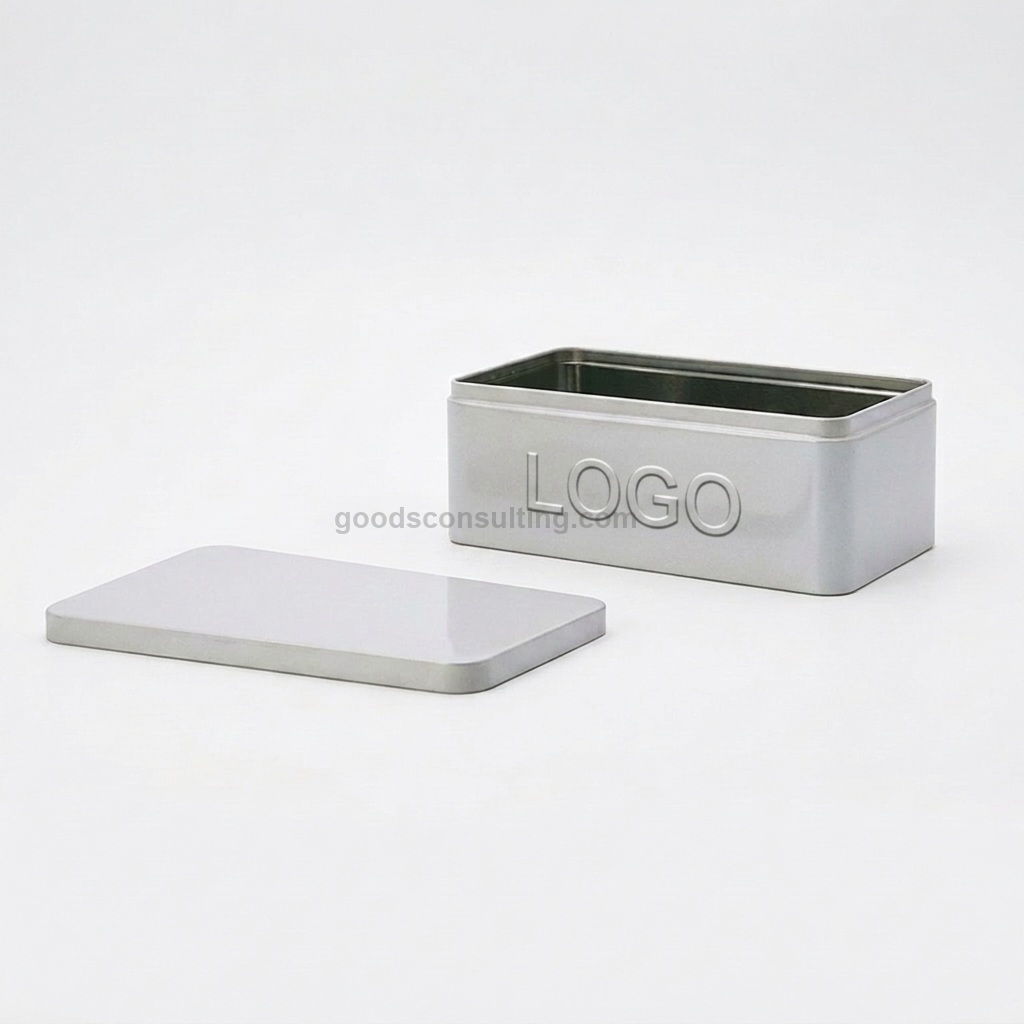 사각틴케이스로고인쇄 양각형압 LOGO 브랜드패키징굿즈