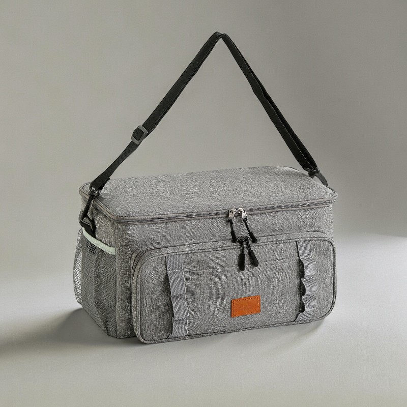 브랜드 로고 인쇄가 가능한 그레이색 옥스포드 보냉백 캠핑 쿨러백 아이스백