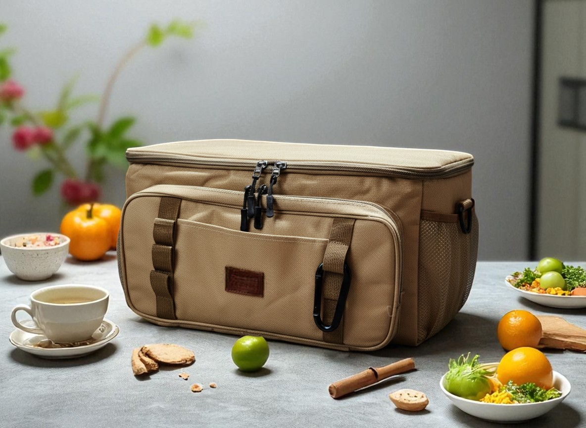 브랜드 로고 인쇄가 가능한 베이지색 옥스포드 보냉백 캠핑 쿨러백 아이스백