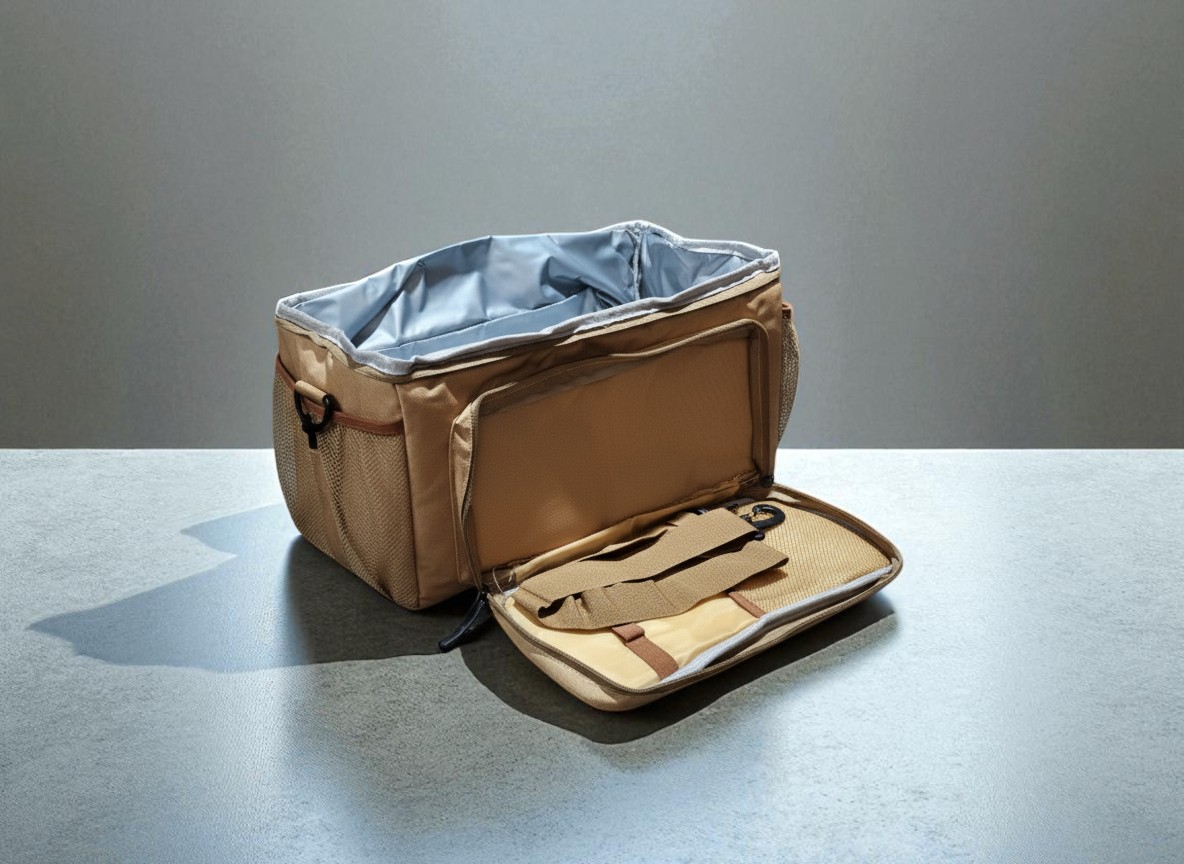 브랜드 로고 인쇄가 가능한 베이지색 옥스포드 보냉백 캠핑 쿨러백 아이스백