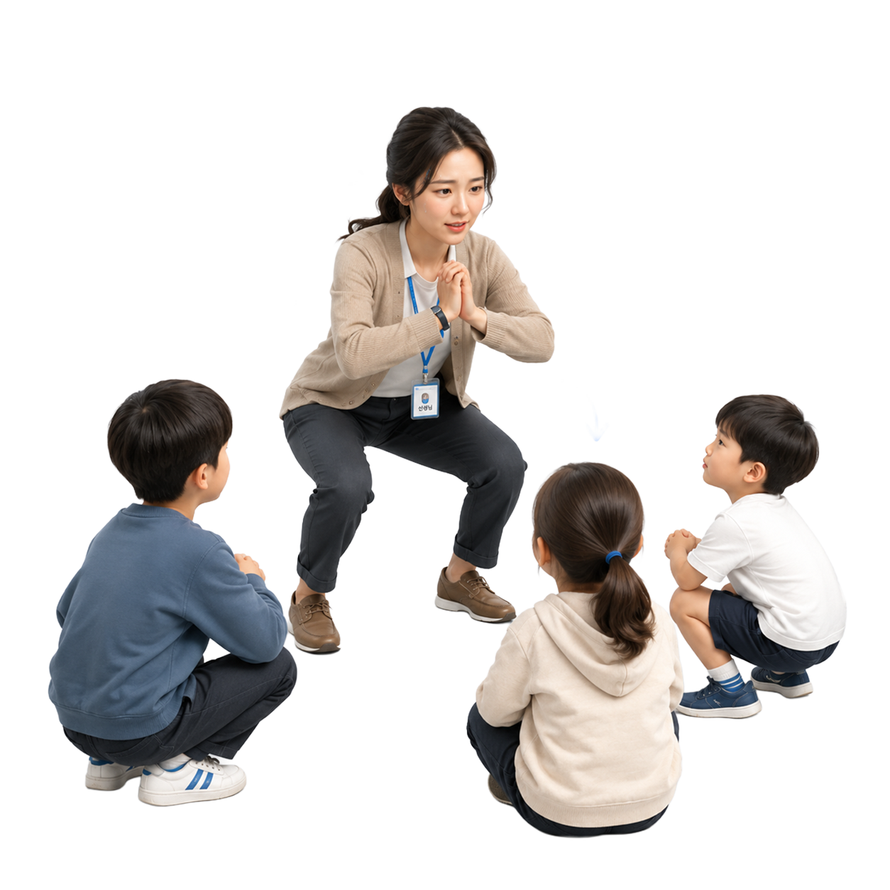 동작을 설명하는 선생님