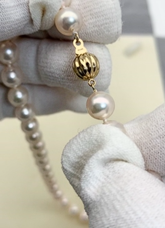 8~8.5mm 화이트로즈컬러아코야진주목걸이