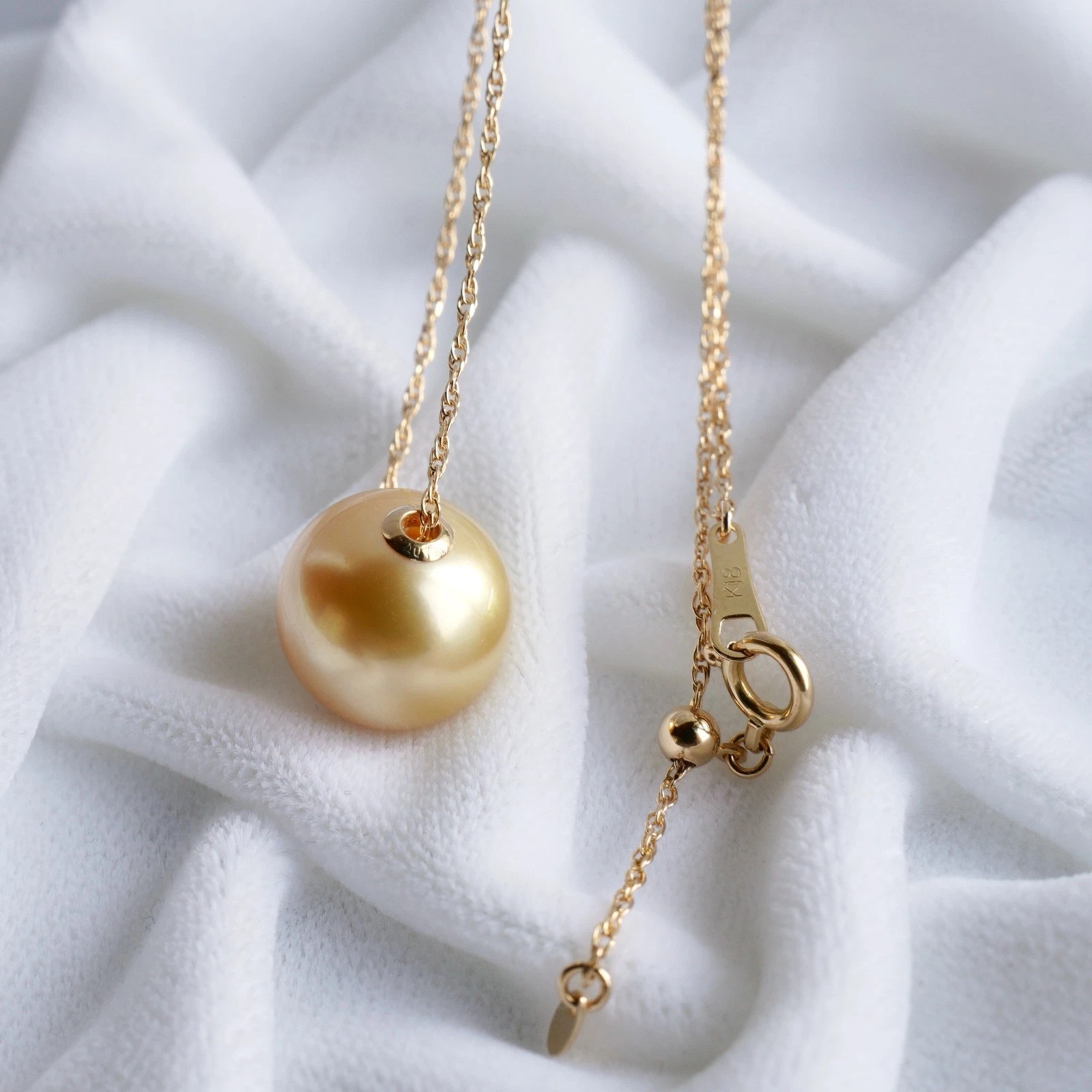 11.6mm Golden South Sea Cultured Pearl 18K Yellow Gold Necklace