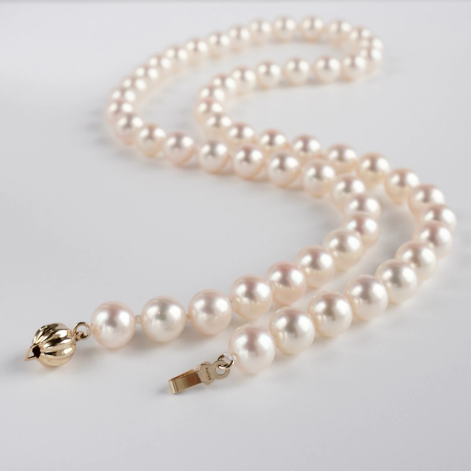 7.5~8mm 화이트로즈컬러아코야진주목걸이