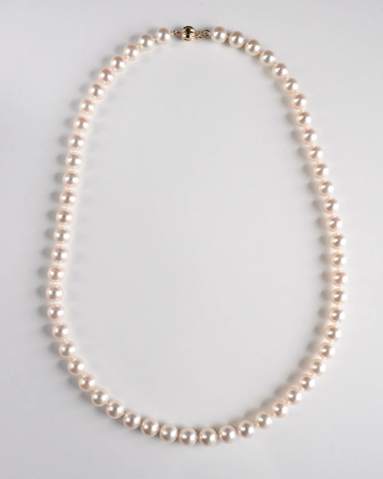 7.5~8mm 화이트로즈컬러아코야진주목걸이