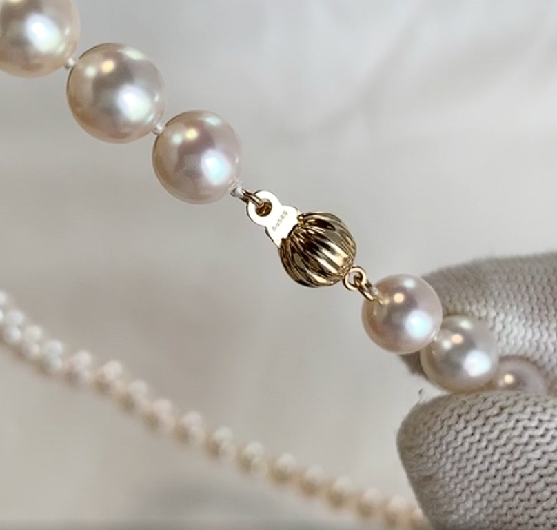 7.5~8mm 화이트로즈컬러아코야진주목걸이