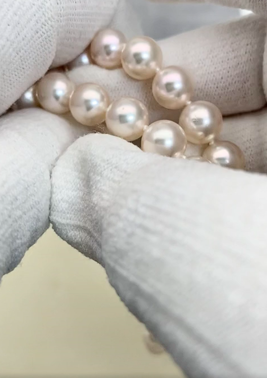 8~8.5mm 화이트로즈컬러아코야진주목걸이