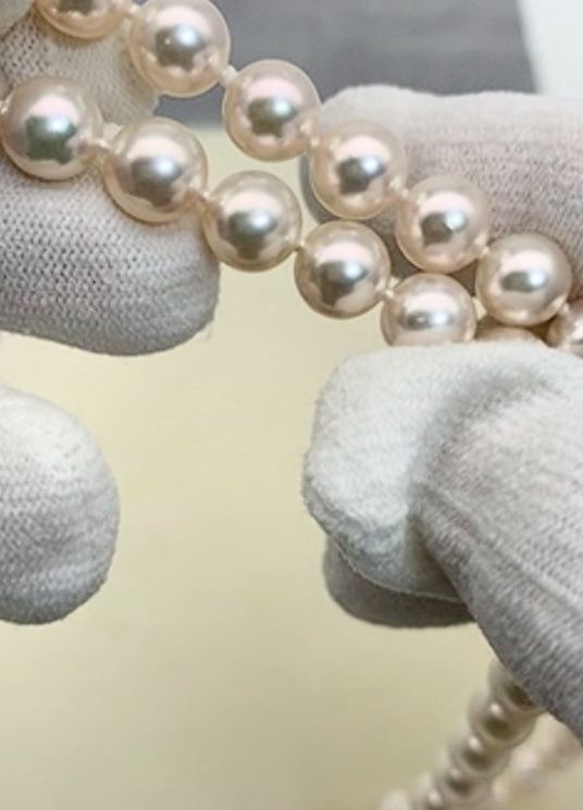 8~8.5mm 화이트로즈컬러아코야진주목걸이
