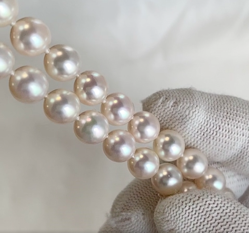 7.5~8mm 화이트로즈컬러아코야진주목걸이