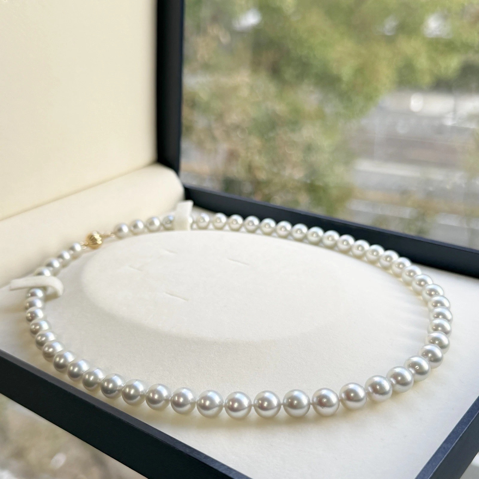 7.5~8mm 실버컬러아코야진주목걸이