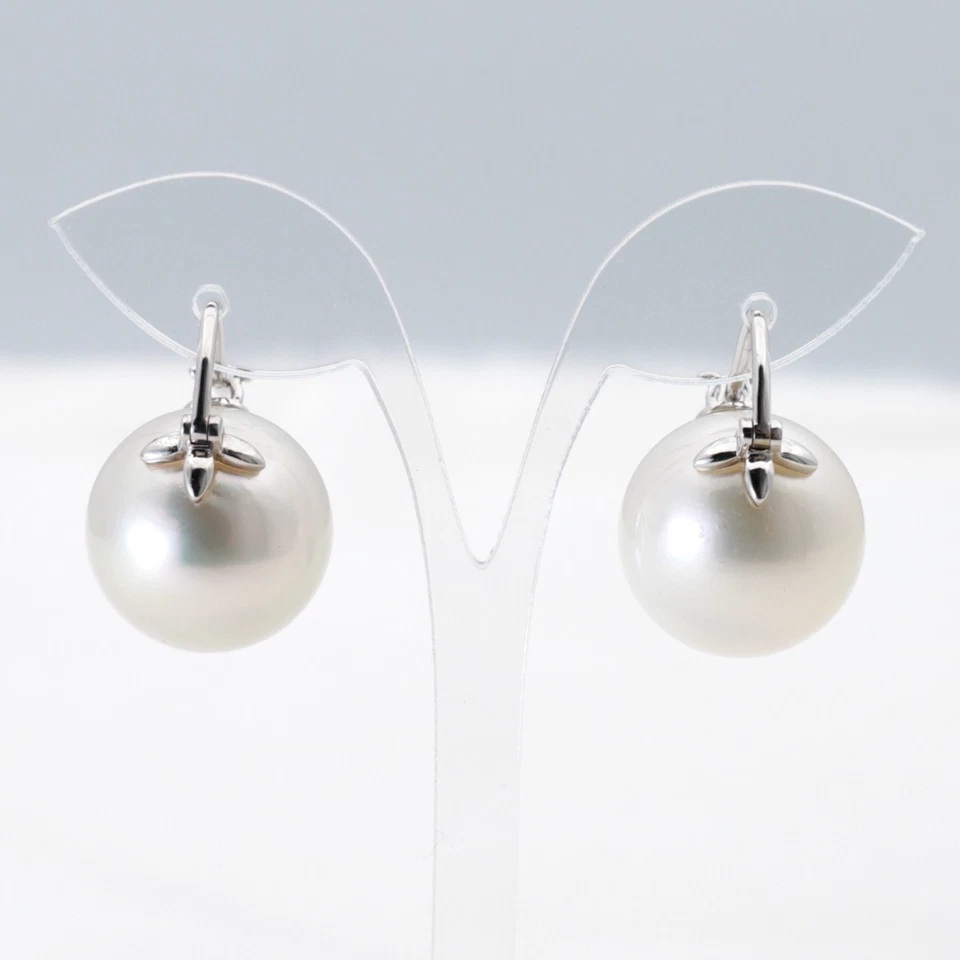 14.4mm 화이트컬러남양진주 14k화이골드귀걸이