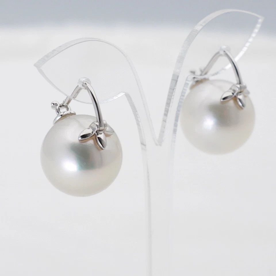 14.4mm 화이트컬러남양진주 14k화이골드귀걸이