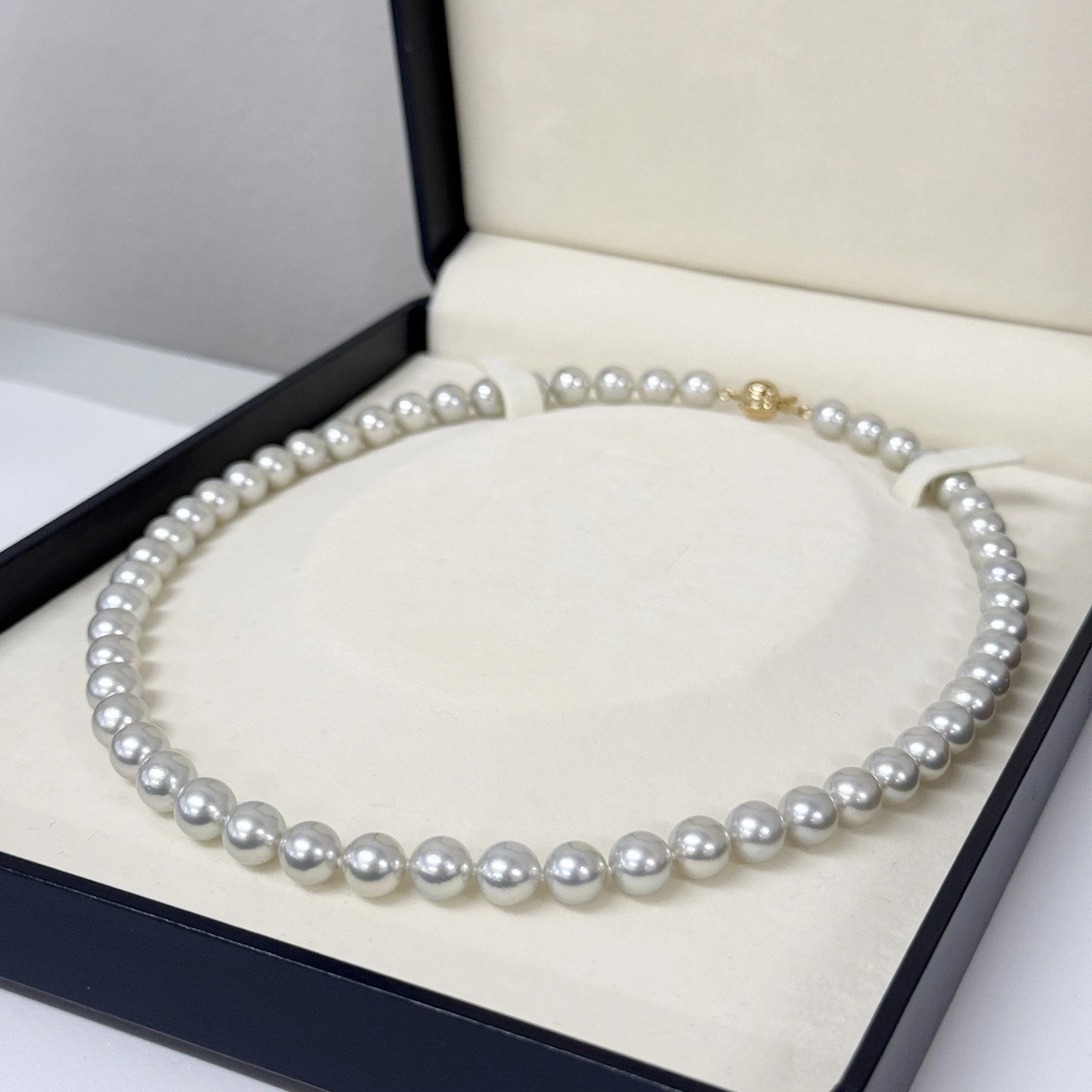 7.5~8mm 실버컬러아코야진주목걸이