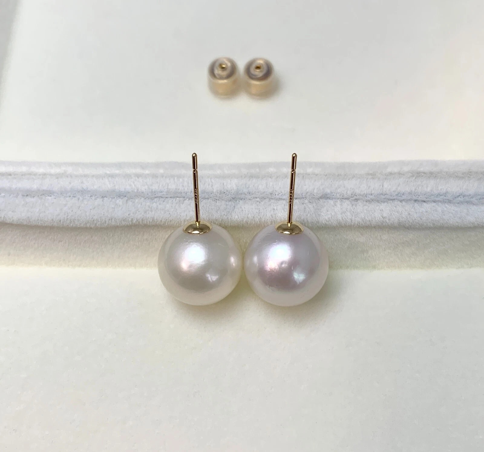 12mm 화이트컬러남양진주 18k골드귀걸이