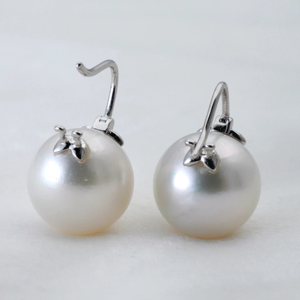 14.4mm 화이트컬러남양진주 14k화이골드귀걸이