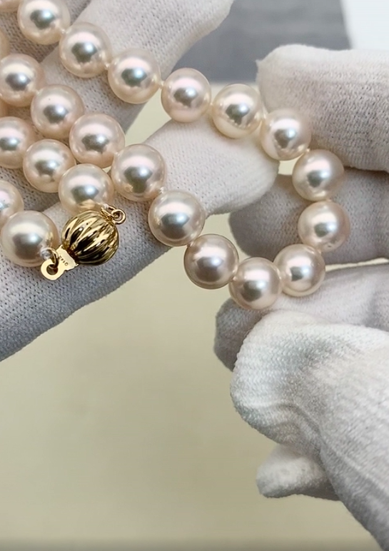 8~8.5mm 화이트로즈컬러아코야진주목걸이