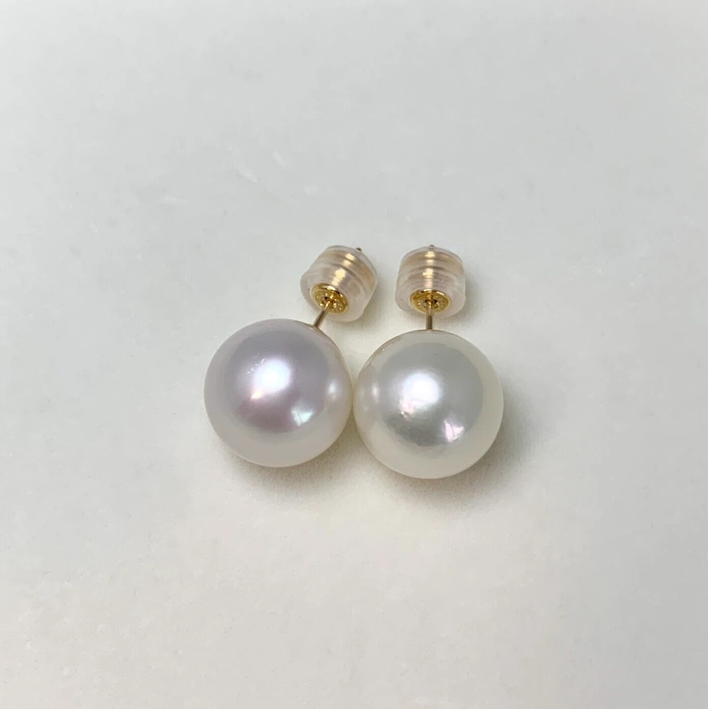 12mm 화이트컬러남양진주 18k골드귀걸이
