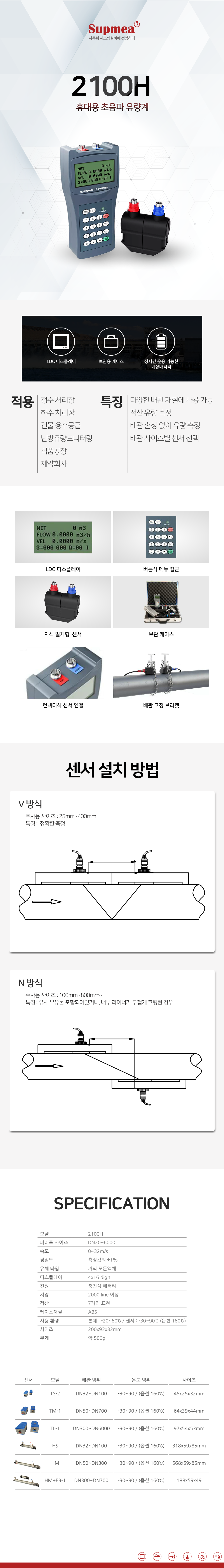 2100H 휴대용 초음파 유량계