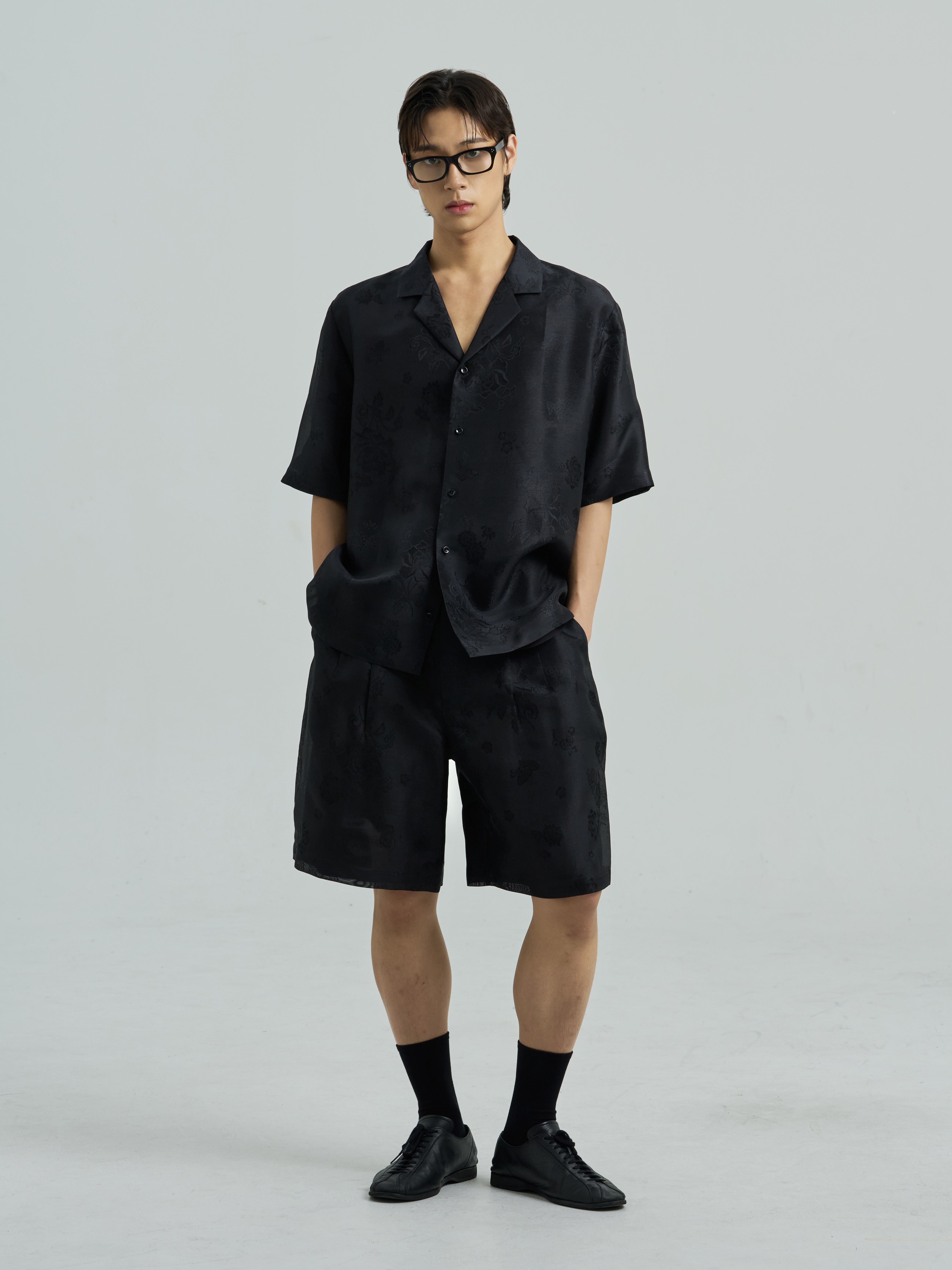 Korean Traditional Silk Oversized Short-Sleeve Shirt