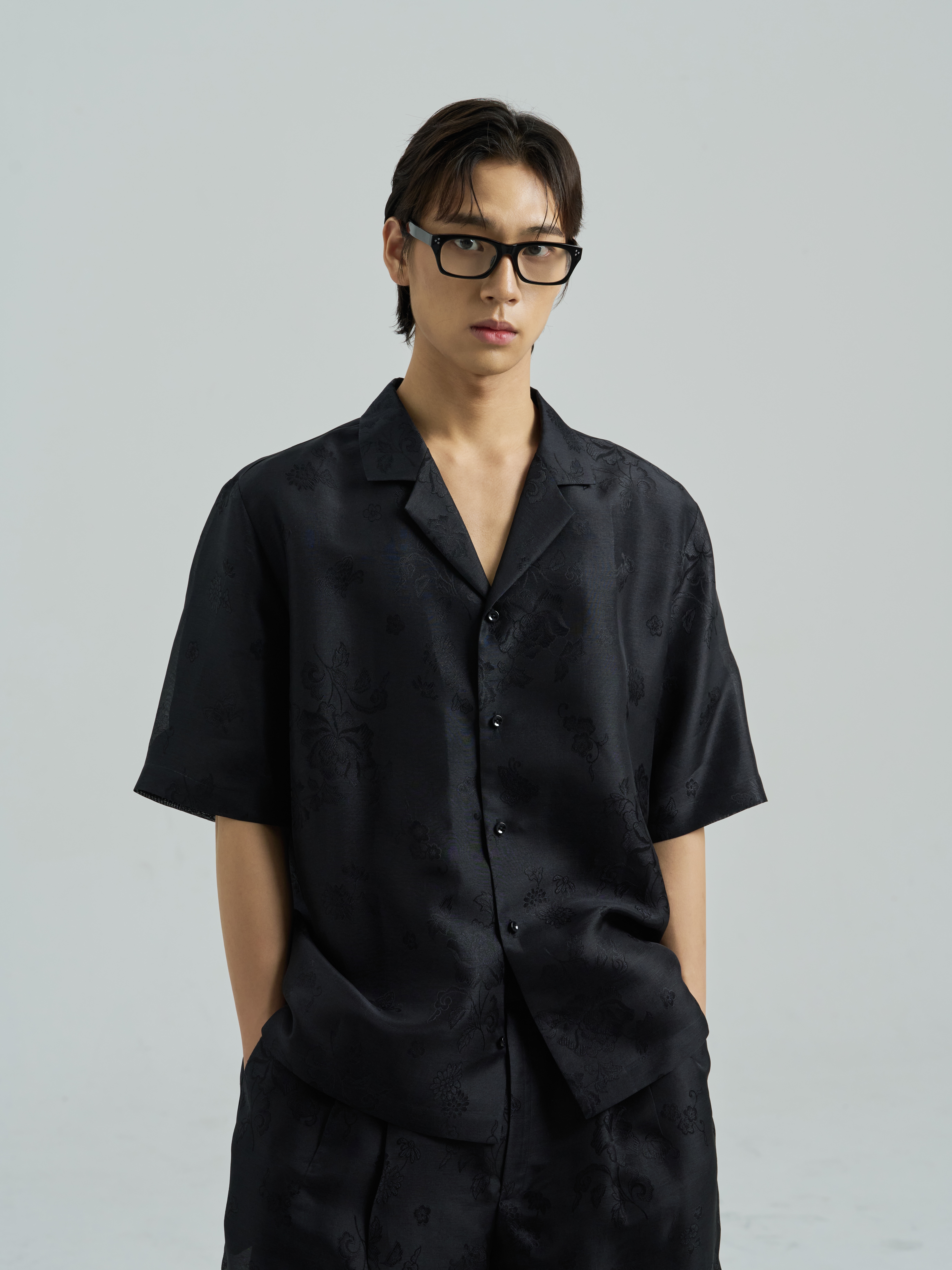 Korean Traditional Silk Oversized Short-Sleeve Shirt