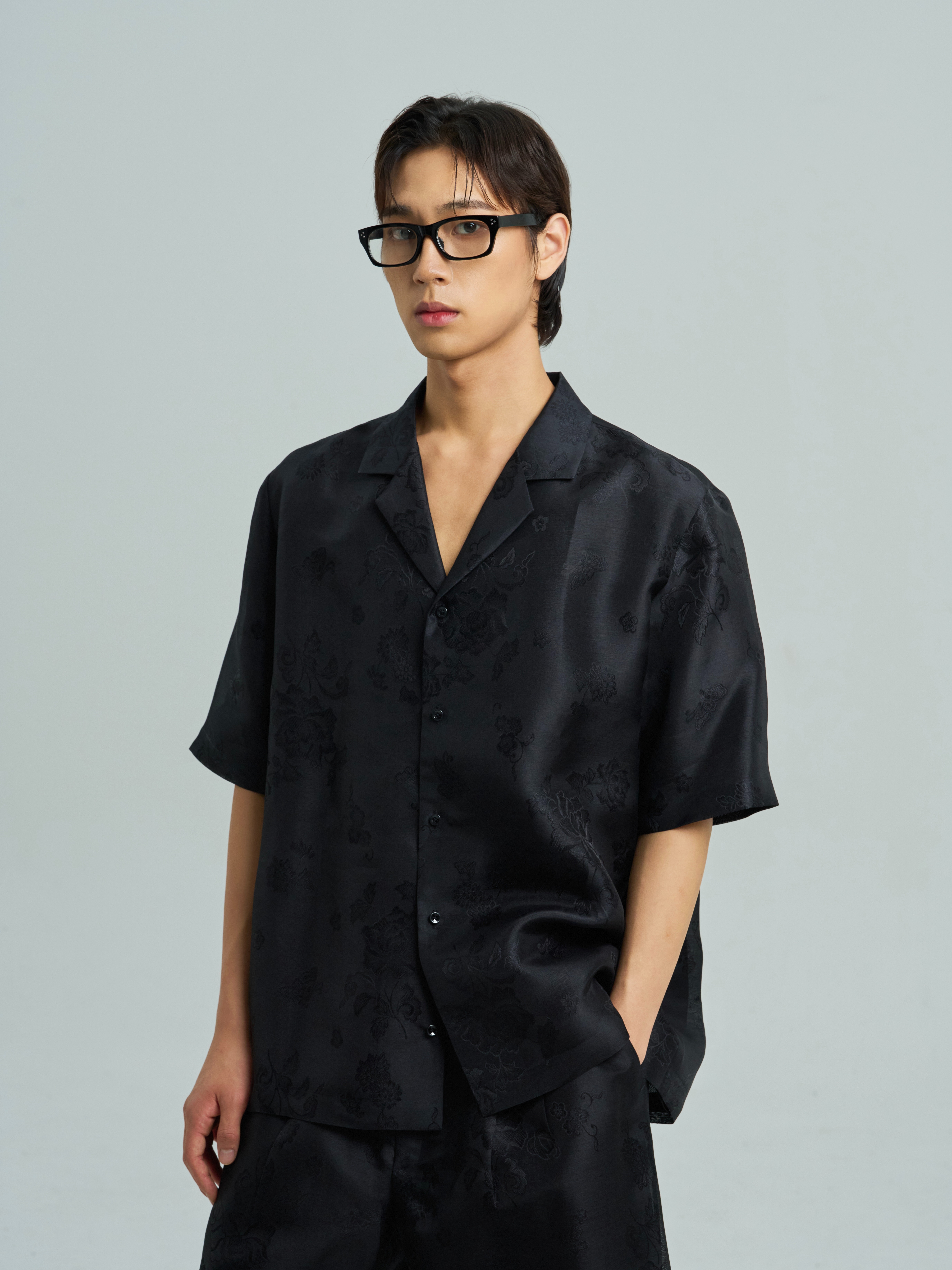 Korean Traditional Silk Oversized Short-Sleeve Shirt