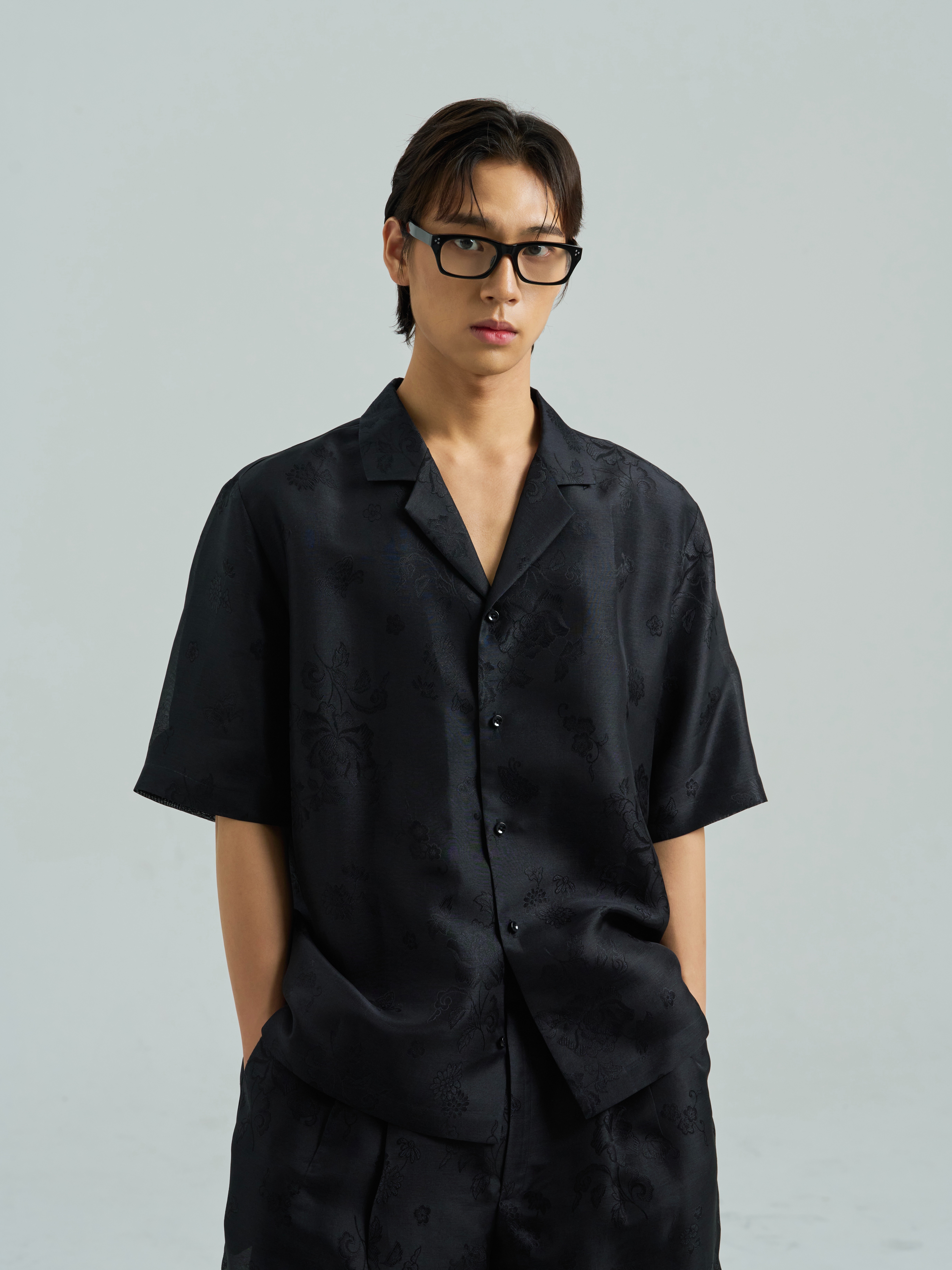 Korean Traditional Silk Oversized Short-Sleeve Shirt