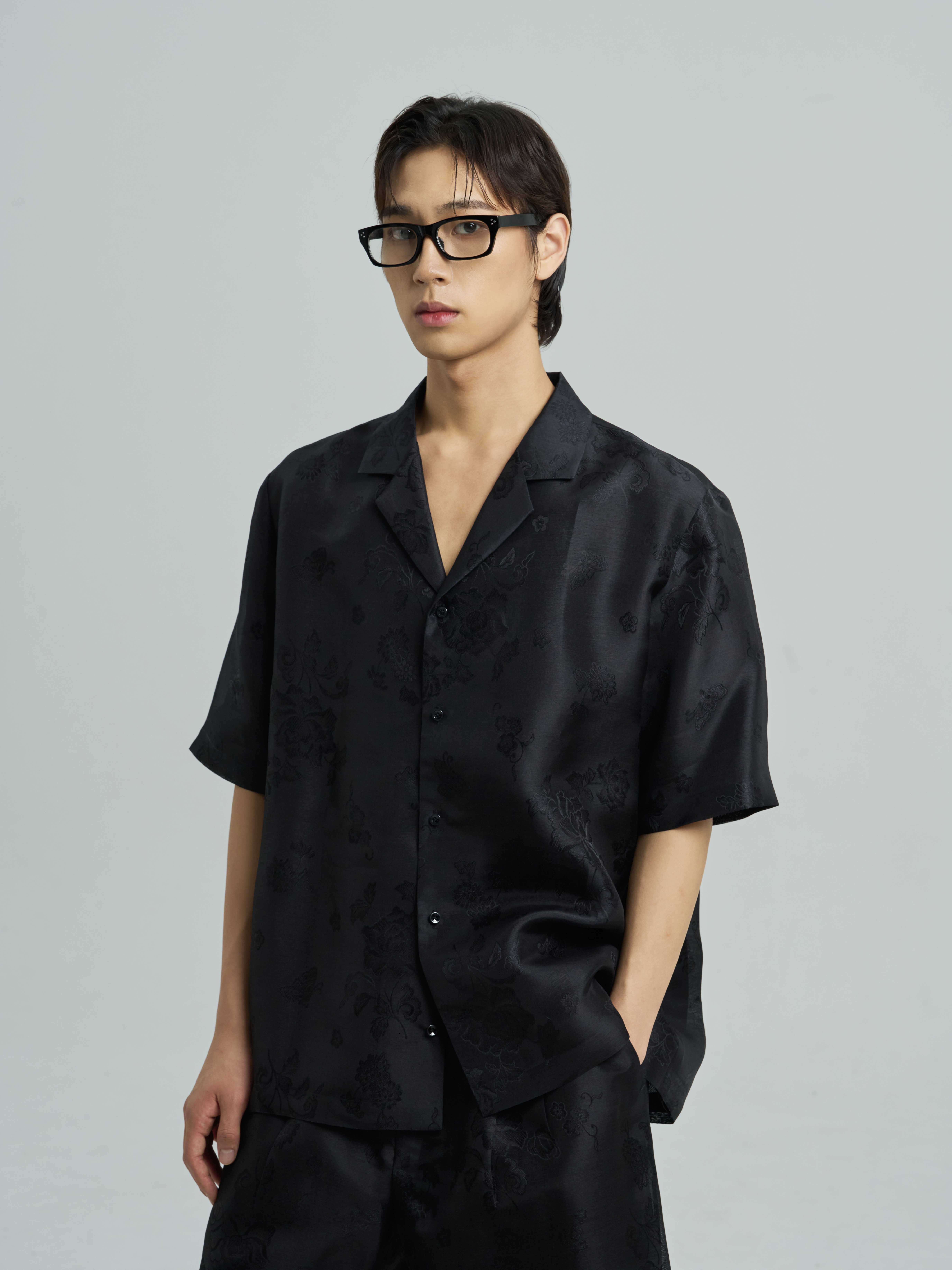 Korean Traditional Silk Oversized Short-Sleeve Shirt