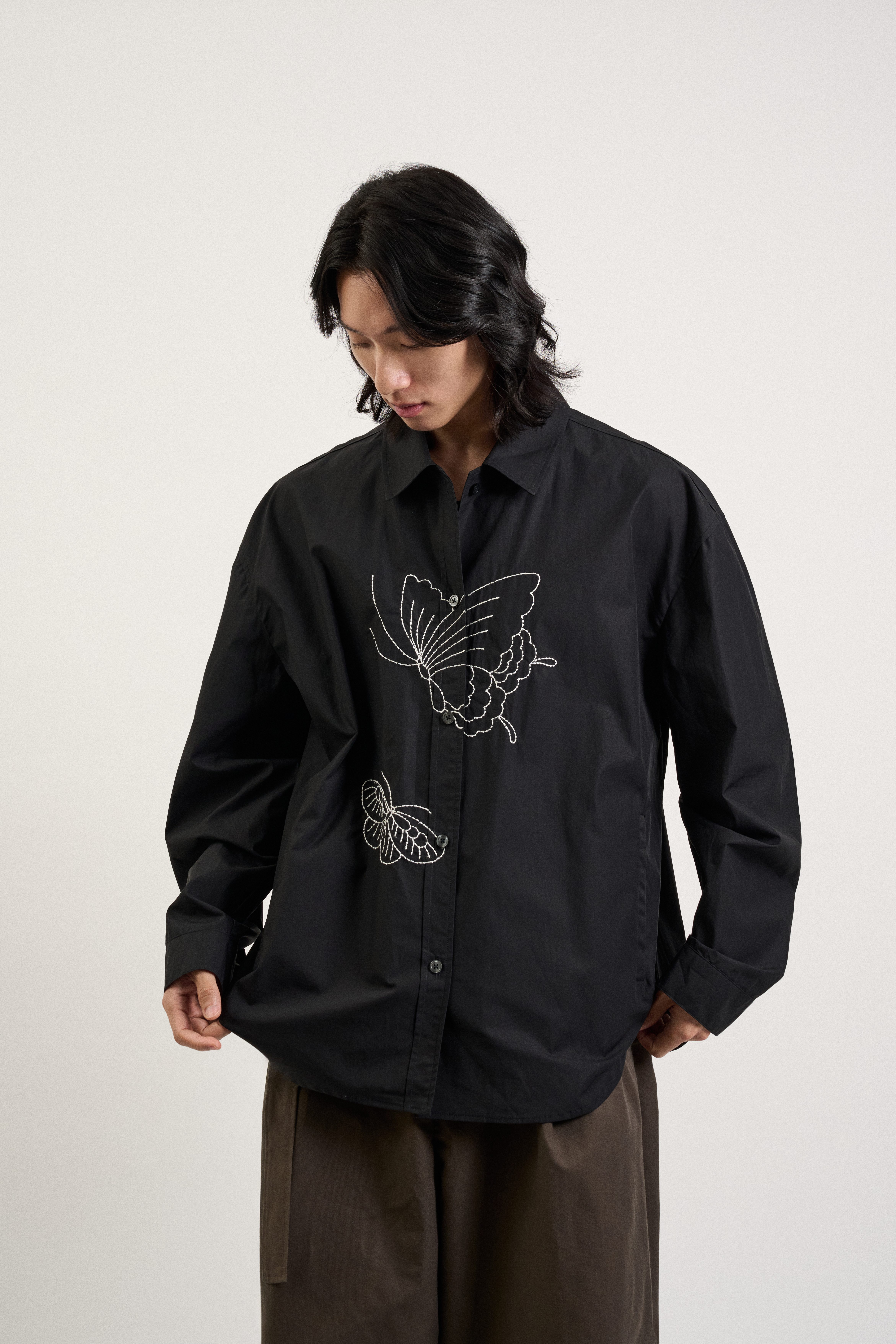 Stitch Embroidered Butterfly Shirt