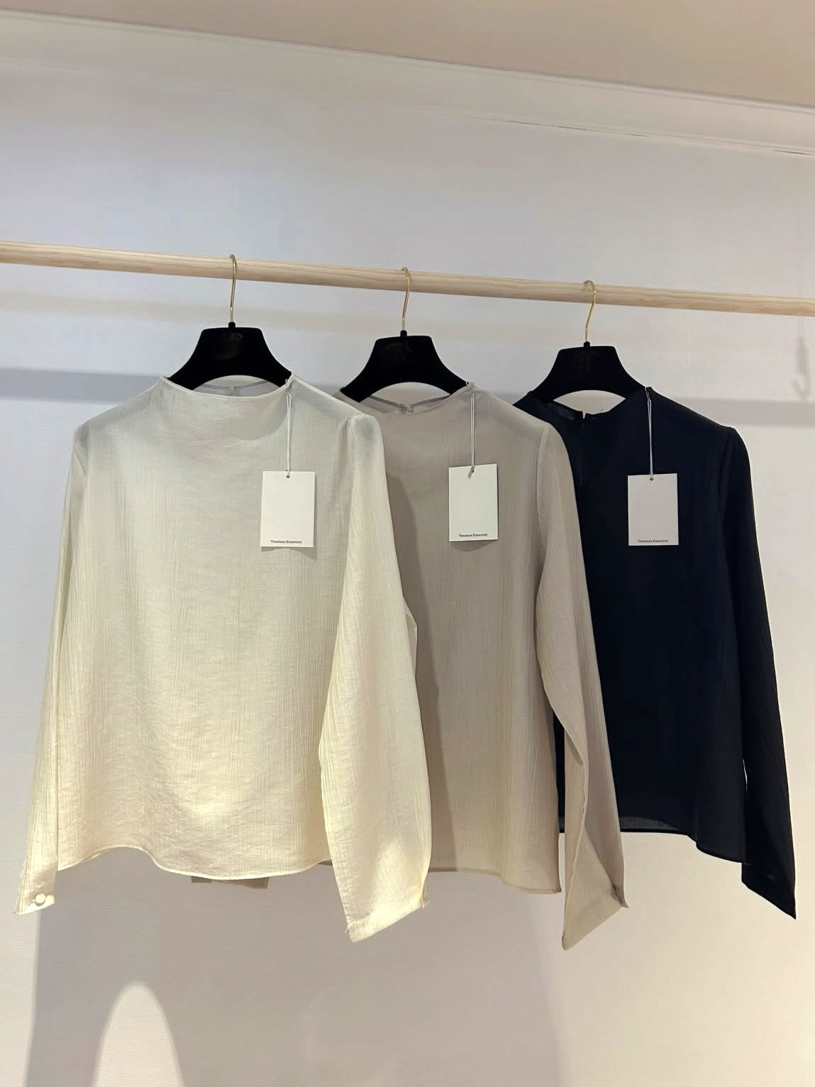 크링클 반목 하이넥 텐셀 가을 무지 블라우스 | 3color