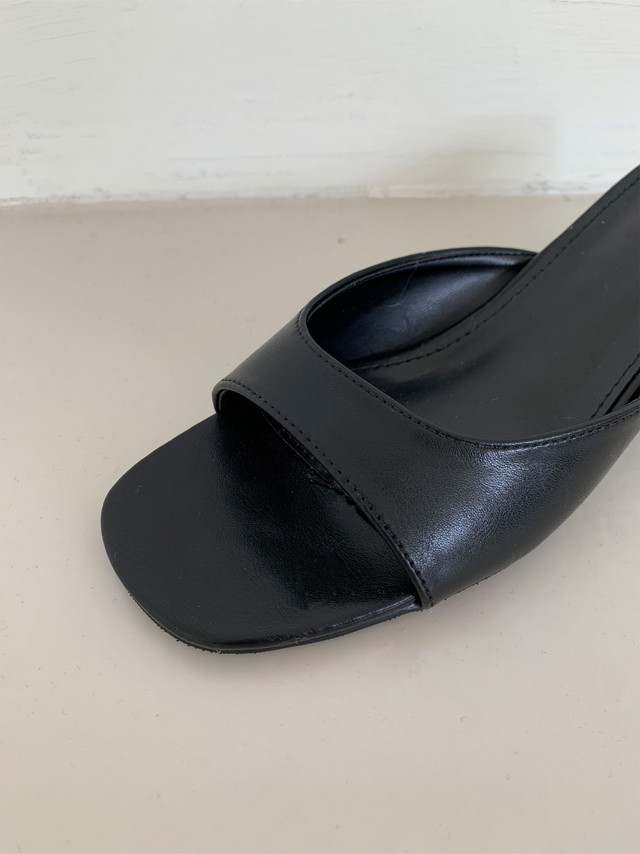 미니멀 토오픈 여름 6cm 미들 통굽 웨지 샌들 뮬힐 | 2color